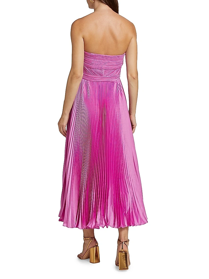 Harden Pleated Strapless Midi-Dress