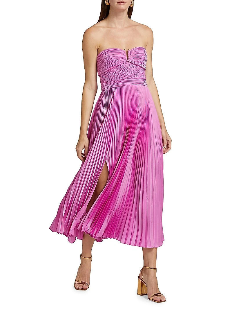 Harden Pleated Strapless Midi-Dress