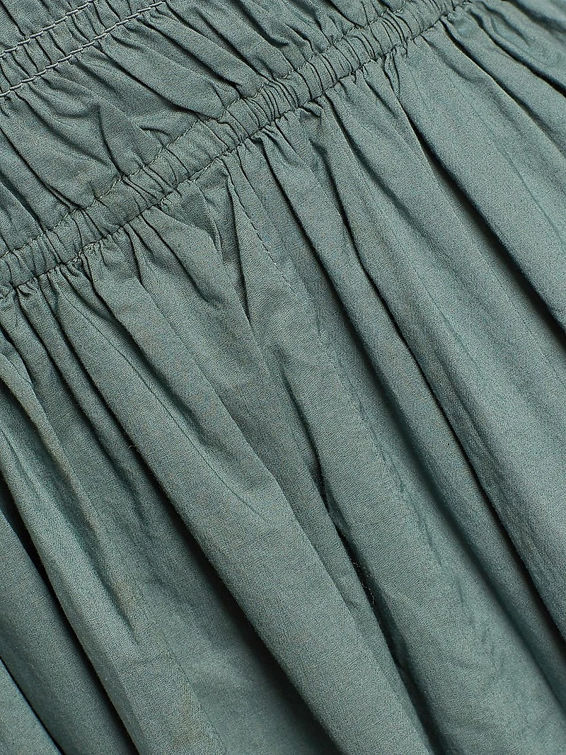 Quinn Smocked Cotton Scoopneck Midi-Dress