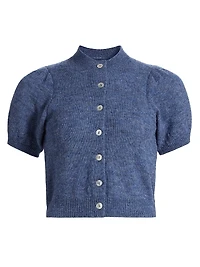 Anisa Alpaca-Wool Short-Sleeve Crop Cardigan