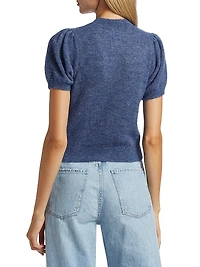 Anisa Alpaca-Wool Short-Sleeve Crop Cardigan