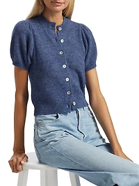 Anisa Alpaca-Wool Short-Sleeve Crop Cardigan