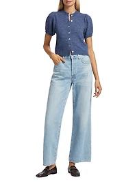 Anisa Alpaca-Wool Short-Sleeve Crop Cardigan