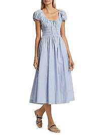 Quinn Striped Cotton Scoopneck Midi-Dress