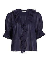 Henri Ruffled Cotton Short-Sleeve Blouse
