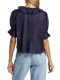 Henri Ruffled Cotton Short-Sleeve Blouse