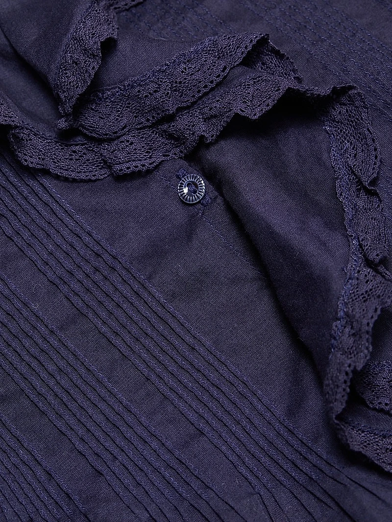 Henri Ruffled Cotton Short-Sleeve Blouse