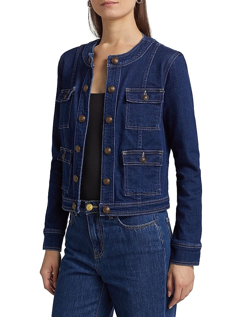 Yari Denim Collarless Jacket