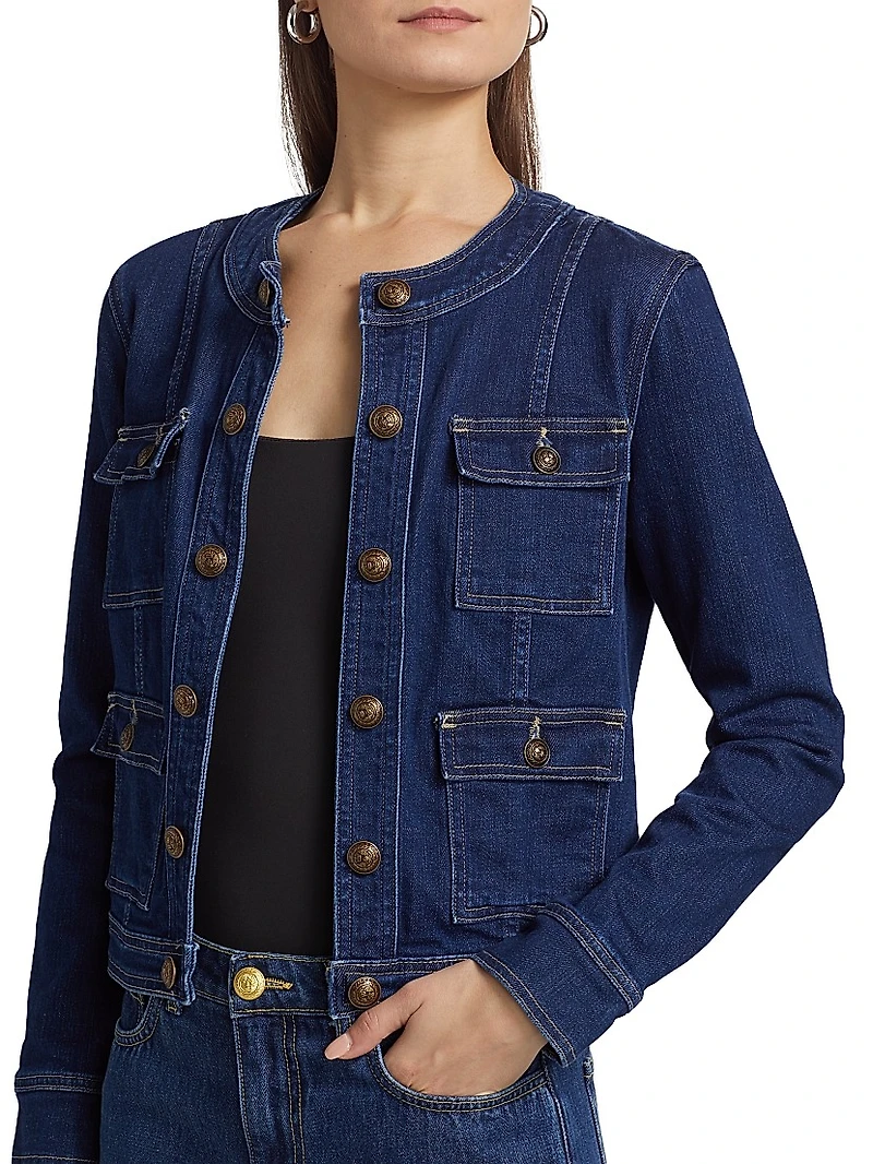 Yari Denim Collarless Jacket