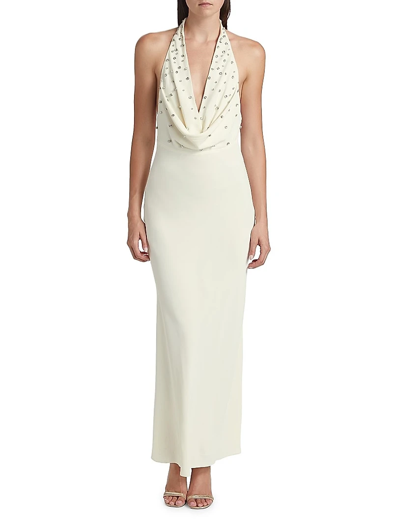 Kimberley Crystal-Embellished Halterneck Maxi Dress