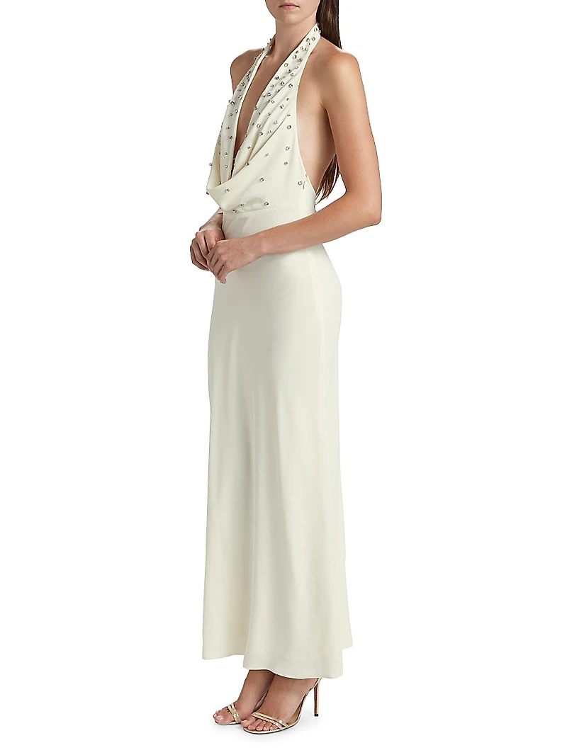 Kimberley Crystal-Embellished Halterneck Maxi Dress