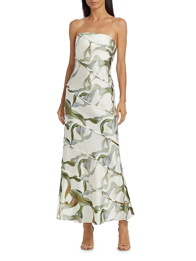 Aurelia Abstract Strapless Maxi Dress
