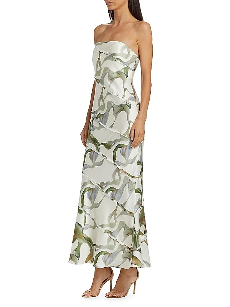 Aurelia Abstract Strapless Maxi Dress