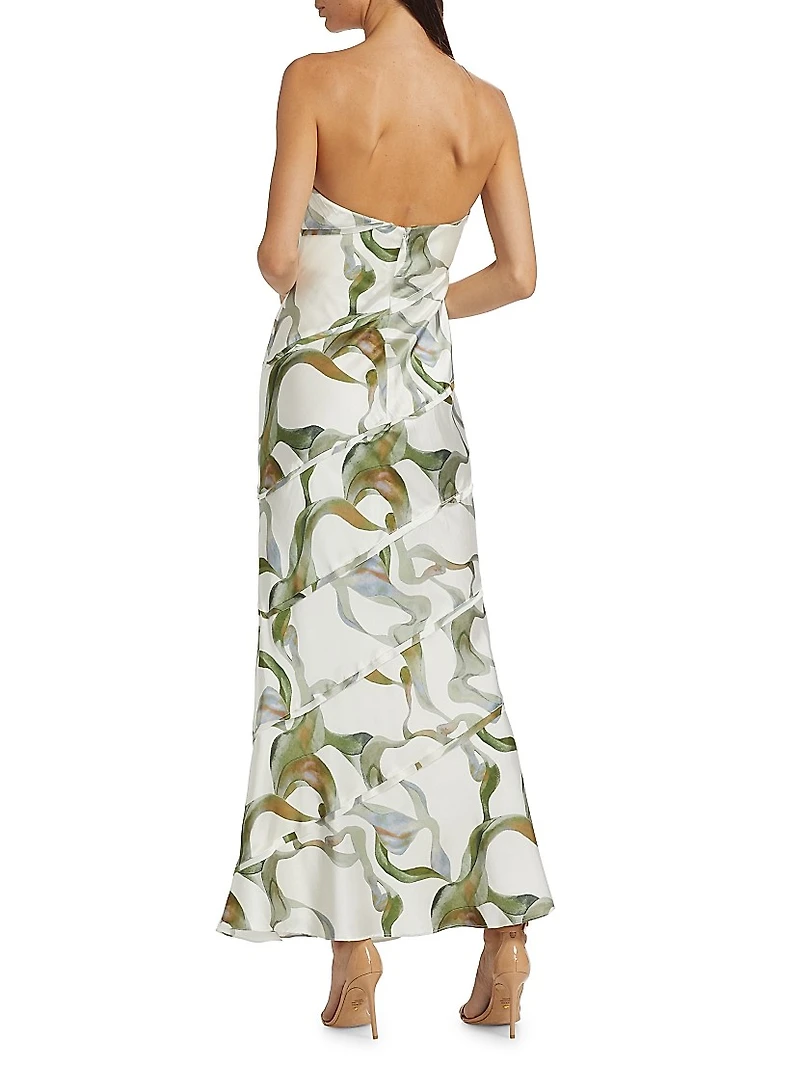 Aurelia Abstract Strapless Maxi Dress