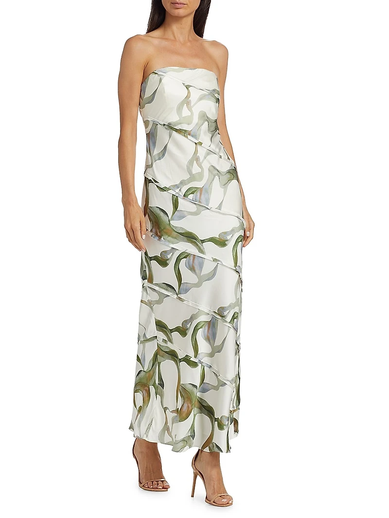 Aurelia Abstract Strapless Maxi Dress