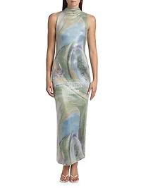 Lucinda Abstract Sequin Sleeveless Maxi Dress