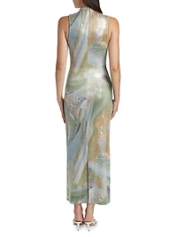 Lucinda Abstract Sequin Sleeveless Maxi Dress