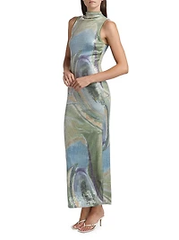 Lucinda Abstract Sequin Sleeveless Maxi Dress