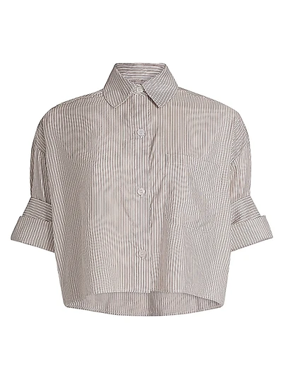 Next Ex Striped Silk Crop Shirt