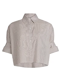 Next Ex Striped Silk Crop Shirt