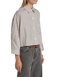 Next Ex Striped Silk Crop Shirt