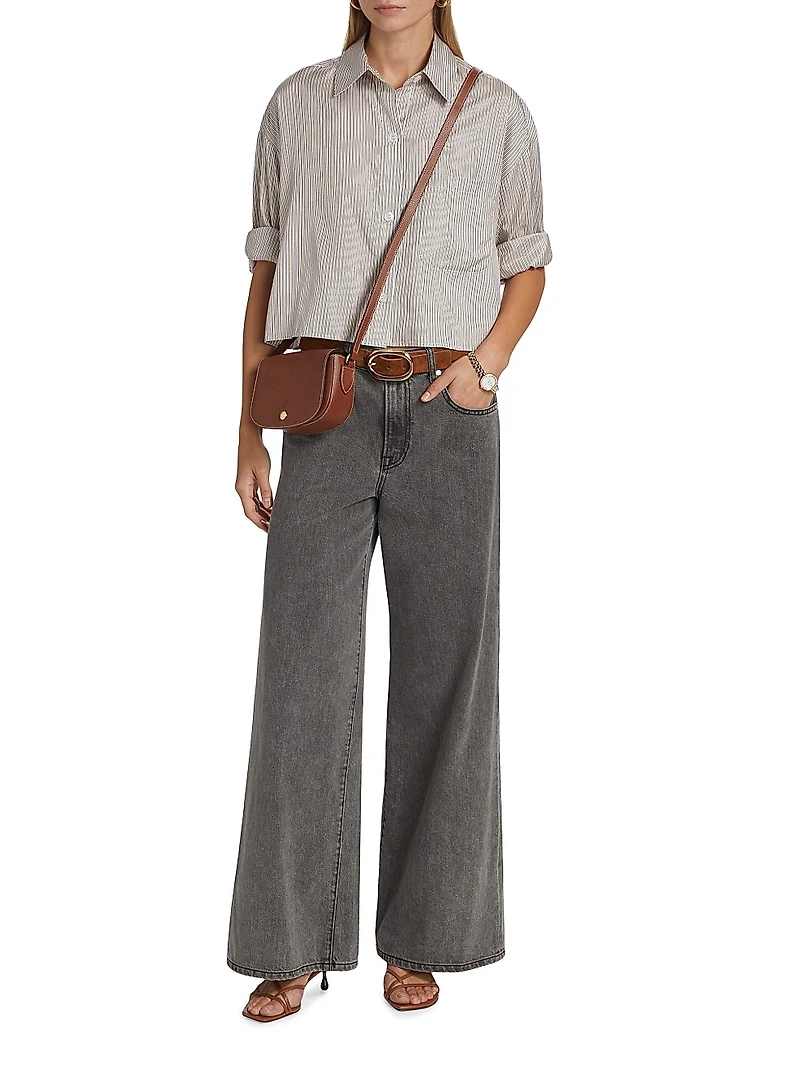 Next Ex Striped Silk Crop Shirt