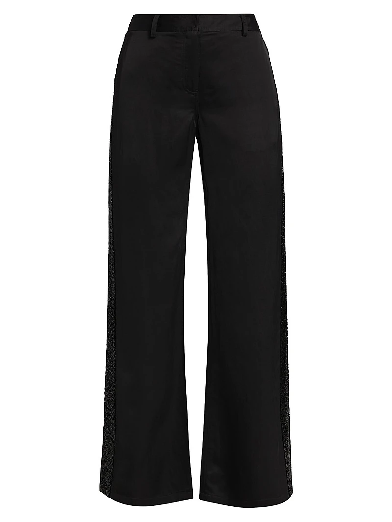 Howard Beaded Linen-Blend Straight-Leg Pants