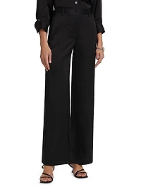 Howard Beaded Linen-Blend Straight-Leg Pants