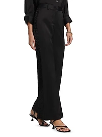 Howard Beaded Linen-Blend Straight-Leg Pants