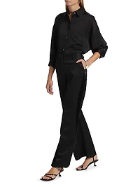 Howard Beaded Linen-Blend Straight-Leg Pants