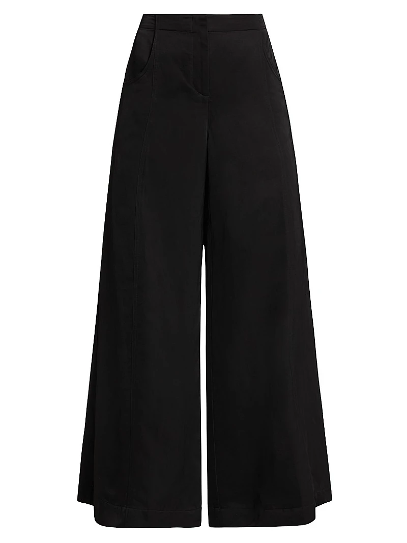 Demie Linen-Blend Straight-Leg Pants