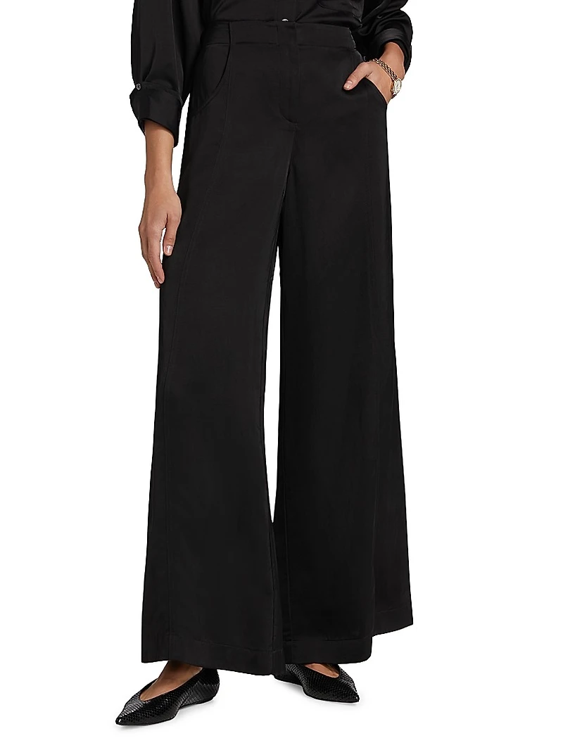 Demie Linen-Blend Straight-Leg Pants