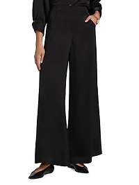 Demie Linen-Blend Straight-Leg Pants