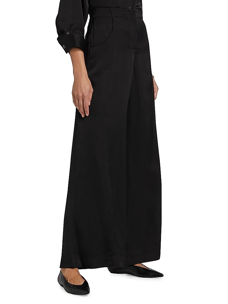 Demie Linen-Blend Straight-Leg Pants