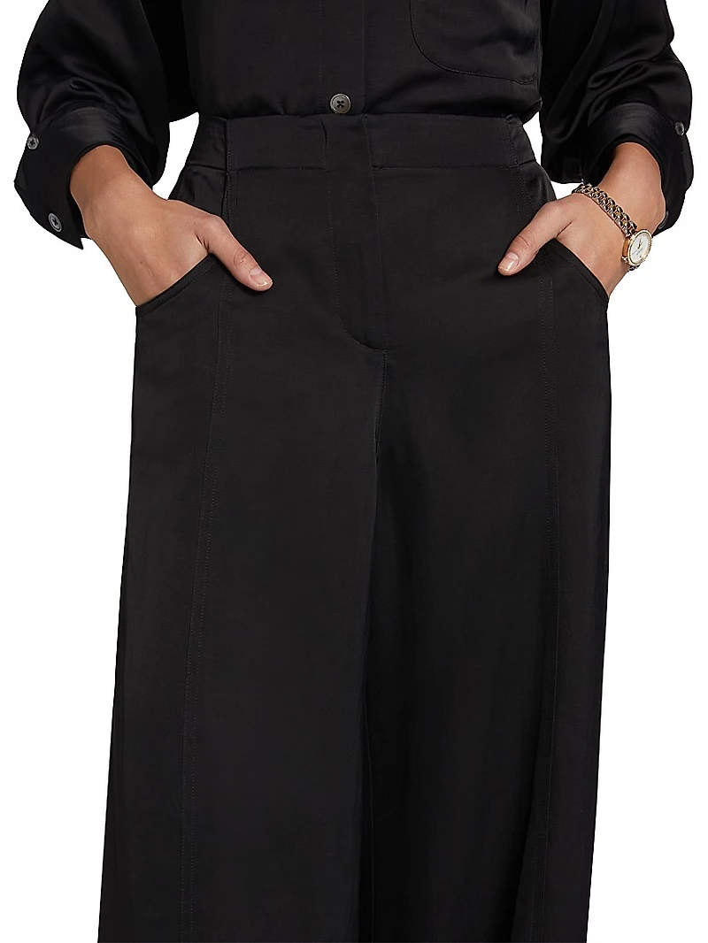 Demie Linen-Blend Straight-Leg Pants