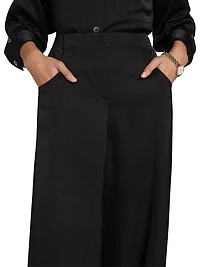 Demie Linen-Blend Straight-Leg Pants