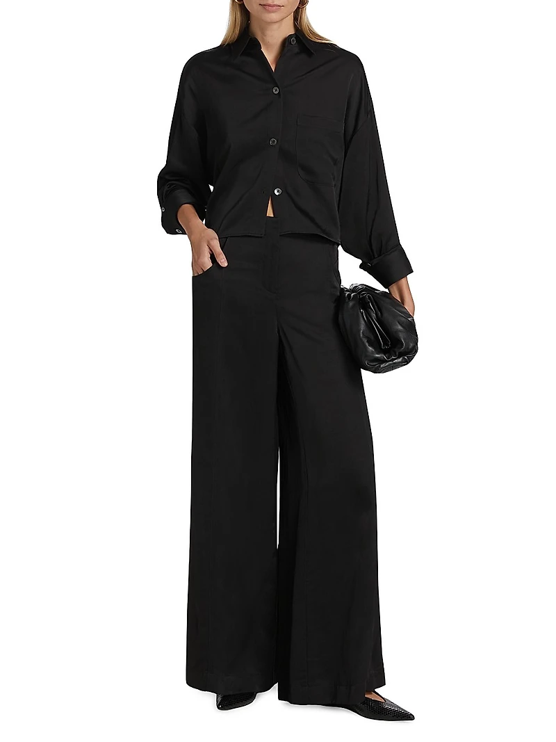 Demie Linen-Blend Straight-Leg Pants