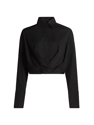 Little Joe Pleated Cotton Crop Shirt