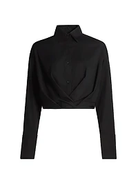 Little Joe Pleated Cotton Crop Shirt