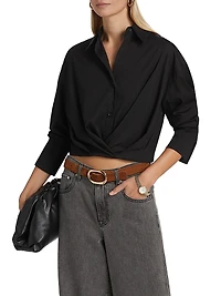 Little Joe Pleated Cotton Crop Shirt