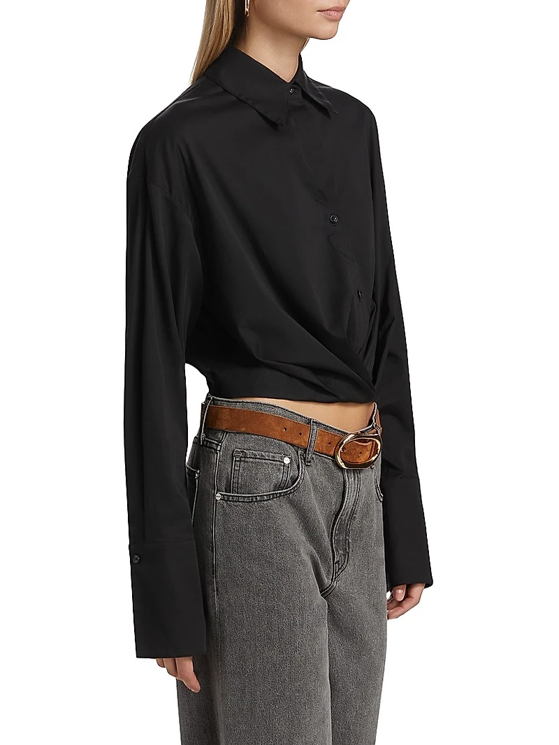 Little Joe Pleated Cotton Crop Shirt