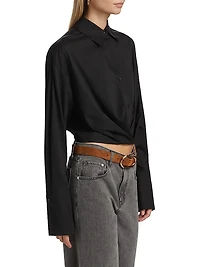 Little Joe Pleated Cotton Crop Shirt