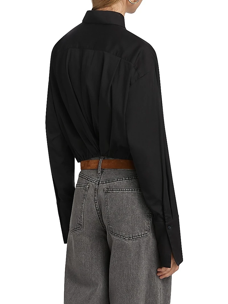 Little Joe Pleated Cotton Crop Shirt