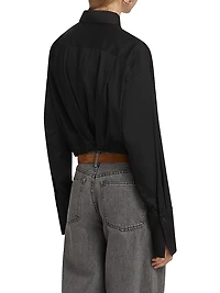 Little Joe Pleated Cotton Crop Shirt