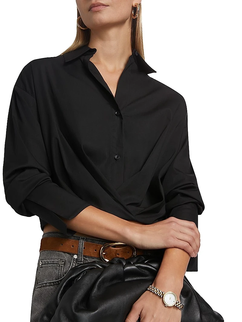 Little Joe Pleated Cotton Crop Shirt