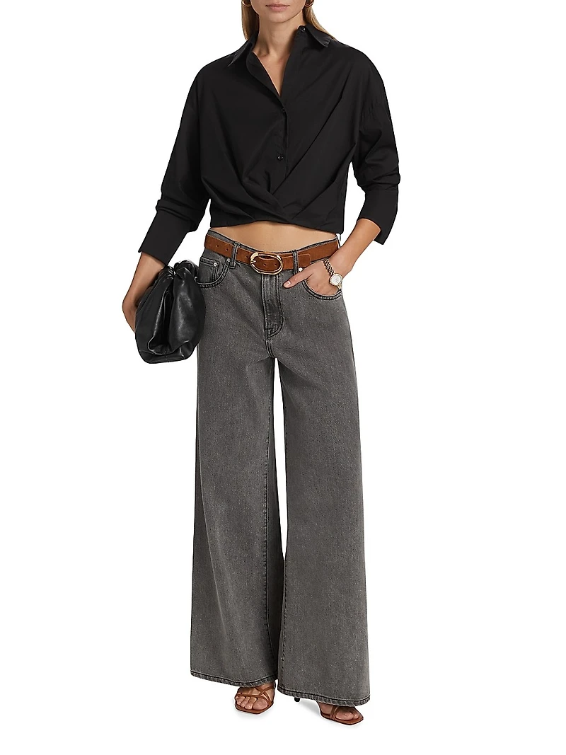 Little Joe Pleated Cotton Crop Shirt
