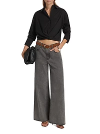 Little Joe Pleated Cotton Crop Shirt