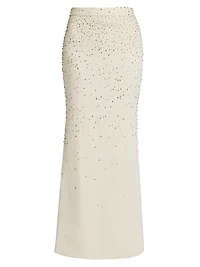 At Last Crystal-Embellished Linen-Blend Maxi Skirt