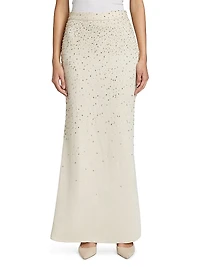 At Last Crystal-Embellished Linen-Blend Maxi Skirt