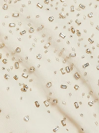 At Last Crystal-Embellished Linen-Blend Maxi Skirt